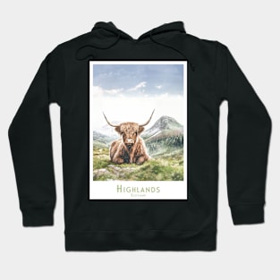 Serene Highland Cow in Scotland Hoodie